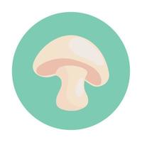 vegetal de cogumelo fresco no quadro redondo, em fundo branco vetor