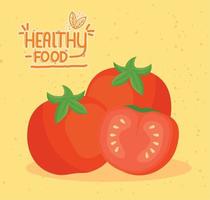 comida saudável de banner com tomates frescos, conceito de comida saudável vetor