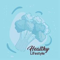 estilo de vida saudável de banner com brócolis fresco, conceito de comida saudável vetor