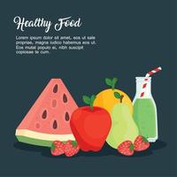 banner com frutas, conceito de comida saudável vetor