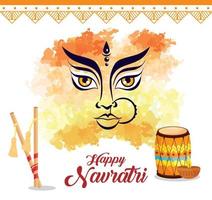 cartaz feliz da celebração do navratri com cara de durga vetor