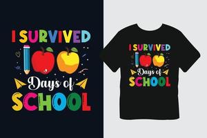 eu sobrevivi a 100 dias de design de camiseta escolar vetor