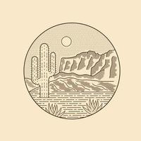 ilustração vetorial do parque nacional do deserto do arizona em arte de estilo de linha mono para distintivos, emblemas, patches, camisetas, etc. vetor