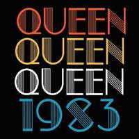 a rainha nasceu em 1983 vetor de sublimação de aniversário vintage