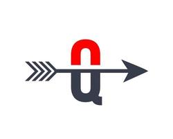 sucesso da letra q, modelo de vetor de design de logotipo de seta alvo