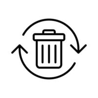 reciclar o ícone de resíduos em design de estilo de linha isolado no fundo branco. curso editável. vetor