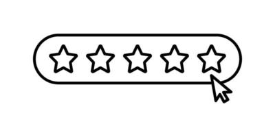 classificação de cinco estrelas, avalie-nos cinco estrelas, ícone do conceito de feedback no design de estilo de linha isolado no fundo branco. curso editável. vetor