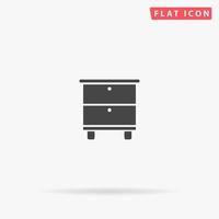 ícone de vetor plano de mesa de cabeceira. sinal de estilo glifo. símbolo simples de ilustrações desenhadas à mão para infográficos conceituais, projetos de design, interface do usuário e ux, site ou aplicativo móvel.