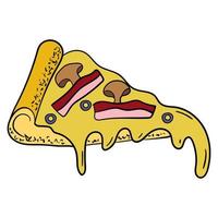 uma fatia de pizza com queijo. ilustração vetorial. vetor