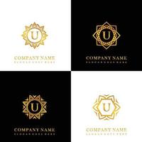 coleção de logotipo inicial u com ornamento de mandala de luxo para casamento, spa, hotel, logotipo de cuidados de beleza vetor