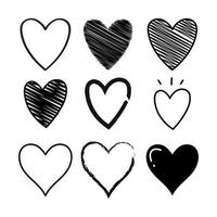 conjunto de corações doodle de estilo múltiplo vetor