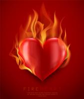 ilustração do coração flamejante do vetor