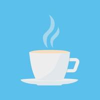 xícara de café isolada no fundo azul. ilustração vetorial em estilo simples. vetor