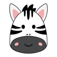 personagem animal selvagem de rosto de zebra bonito em ilustração vetorial de desenho animado com contorno preto vetor