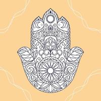 Desenho da mão de Fátima para colorir. khamsa, sinal oriental sagrado, amuleto de boa sorte vetor