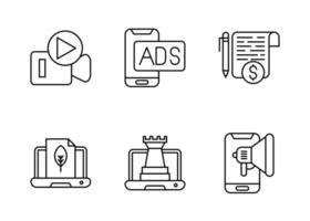 conjunto de ícones vetoriais de marketing digital vetor