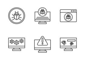 conjunto de ícones vetoriais de ataque cibernético vetor