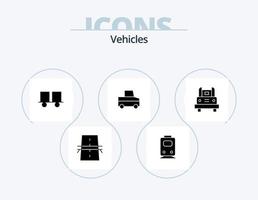 design de ícones do pacote de ícones de glifo de veículos 5. caminhão. carro. transporte. empilhadeira. empilhadeira vetor