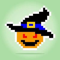 pixel de 8 bits de abóbora halloween. vegetais para ativos de jogos e padrões de ponto cruz em ilustrações vetoriais. vetor