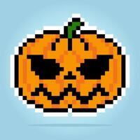 pixel de 8 bits de abóbora halloween. vegetais para ativos de jogos e padrões de ponto cruz em ilustrações vetoriais. vetor