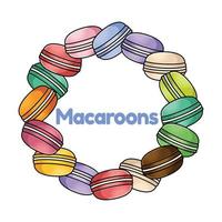 macaroons franceses de sobremesa ou macaron. padrão vetorial sem costura para papel, embrulho, tecidos. desenhos animados design plano ilustração arte cores pastel sobre fundo branco. vetor