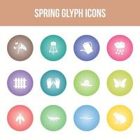 conjunto exclusivo de ícones de glifos vetoriais de primavera vetor