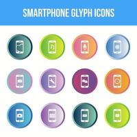 conjunto exclusivo de ícones de glifos vetoriais para smartphones vetor