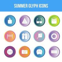 conjunto exclusivo de ícones de glifos vetoriais de verão vetor