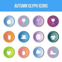 conjunto exclusivo de ícones de glifos vetoriais de outono vetor