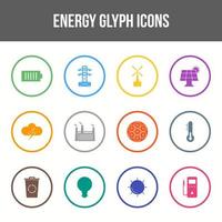 conjunto de ícones de glifo de vetor de energia exclusivo