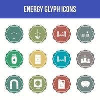 conjunto de ícones de glifo de vetor de energia exclusivo