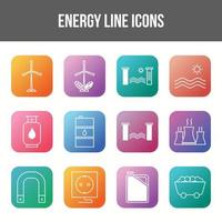 conjunto de ícones de linha de vetores de energia exclusivos
