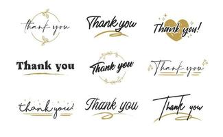 conjunto de designs personalizados de letras de agradecimento. vetor