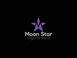 design do logotipo da estrela da lua logotipo da letra m logotipo da estrela vetor