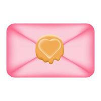 envelope rosa com uma mensagem de amor. envelope postal selado com lacre isolado em um fundo branco. ilustração em vetor carta.