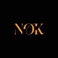 design de logotipo de carta nok, logotipo de vetor nok, nok com forma, modelo nok com cor correspondente, logotipo nok simples, elegante, logotipo luxuoso nok, vetor nok pro, tipografia nok,