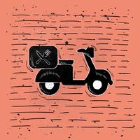 Ilustração desenhada mão do Moped do vetor