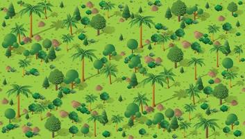 o padrão perfeito é o plano de fundo da paisagem rural isométrica do parque florestal com árvores. estoque ilustração 3d vetor