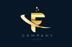 design de ícone do logotipo da letra do alfabeto f ouro dourado. modelo criativo para negócios e empresa com swoosh vetor