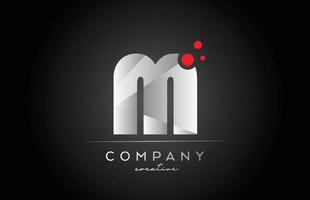 ícone do logotipo da letra do alfabeto m preto com ponto vermelho. design adequado para um negócio ou empresa vetor