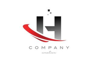h ícone do logotipo da letra do alfabeto com swoosh vermelho. design adequado para um negócio ou empresa vetor