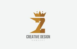 rei marrom coroa um ícone do logotipo da letra do alfabeto com picos. design criativo para empresa e negócios vetor