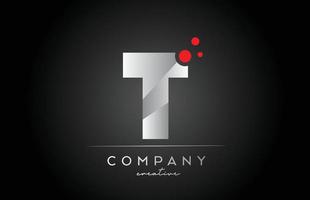 ícone do logotipo da letra do alfabeto t preto com ponto vermelho. design adequado para um negócio ou empresa vetor