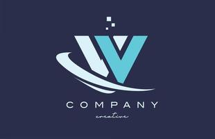 ícone do logotipo da letra do alfabeto w azul branco com swoosh. design adequado para uma empresa ou negócio vetor