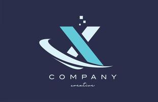 ícone do logotipo da letra do alfabeto x branco azul com swoosh. design adequado para uma empresa ou negócio vetor