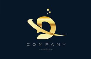 design de ícone do logotipo da letra do alfabeto d ouro dourado. modelo criativo para negócios e empresa com swoosh vetor