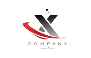 x ícone do logotipo da letra do alfabeto com swoosh vermelho. design adequado para um negócio ou empresa vetor
