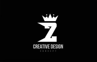 z projeto do ícone do logotipo da letra do alfabeto com a coroa do rei. modelo criativo para negócios e empresa vetor