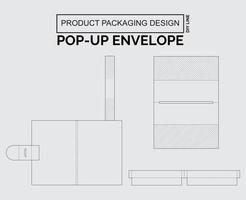 cutomize envelope pop-up de design de embalagem de produto vetor
