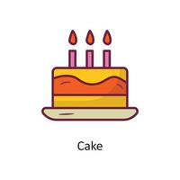 ilustração de design de ícone de contorno cheia de vetor de bolo. símbolo de feriado no arquivo eps 10 de fundo branco